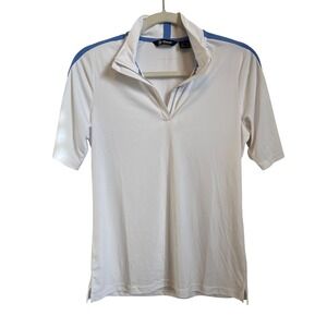Abacus Sport Golf Polo Shirt White Blue Short Sleeve Women Small